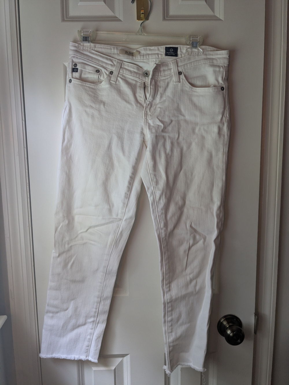 AG Adriano Goldschmied White Straight-Leg Jeans